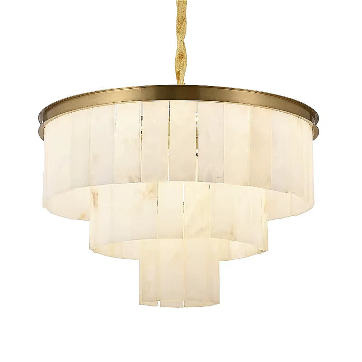White alabaster tiered chandelier for quiet luxury interior
