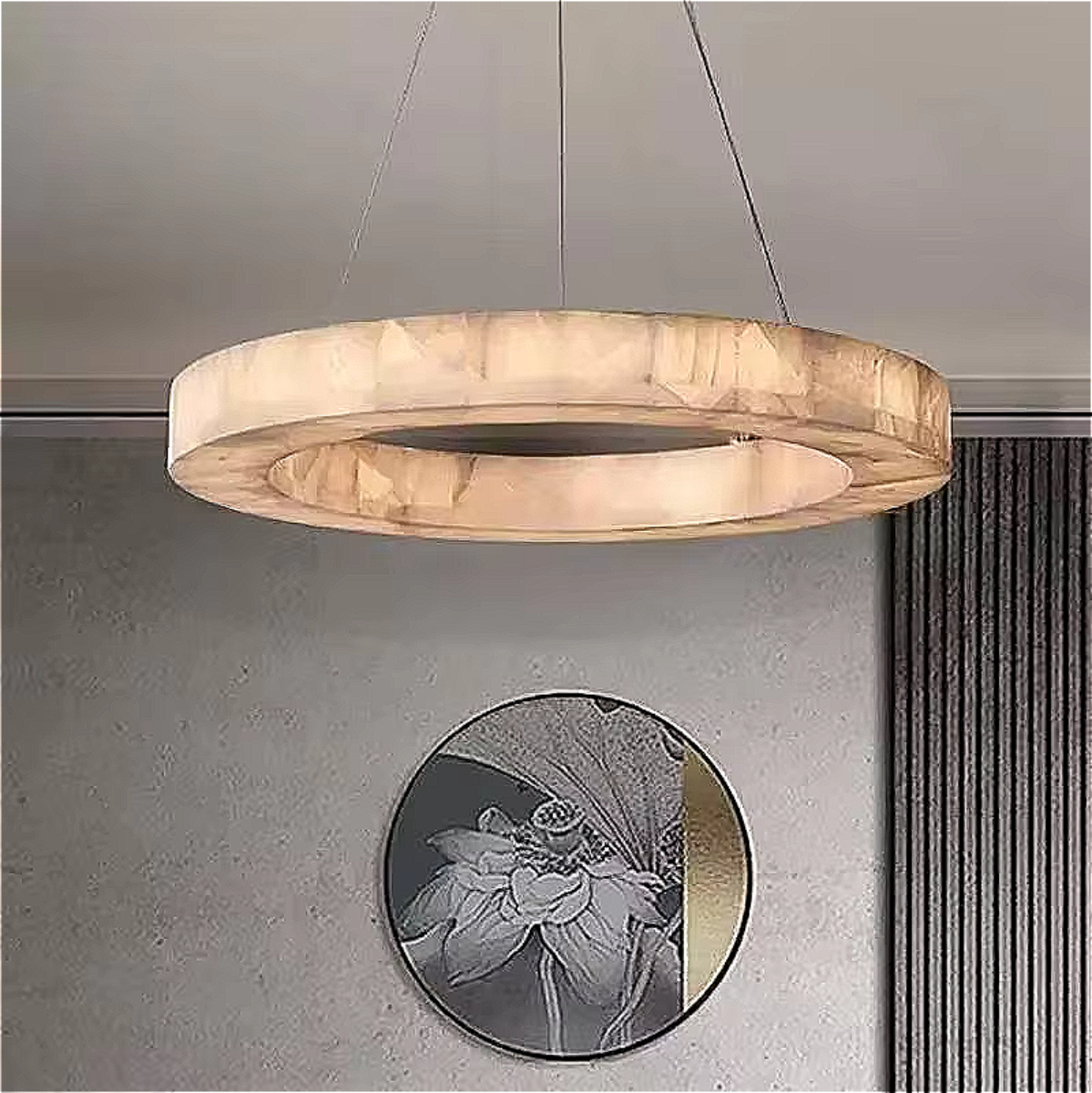 Alabaster ring chandelier for modern luxury dining room
