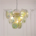 Green Murano glass disc chandelier for modern interior
