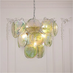 Green Murano glass disc chandelier for modern interior