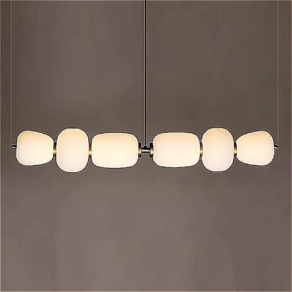 Opal glass chandelier for modern kitchen interior