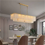 Alabaster rectangular chandelier for modern dining room interior