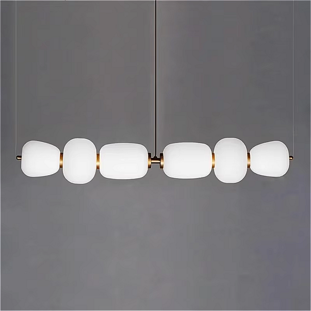 Opal glass linear chandelier for kitchen island lighting
