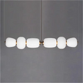 Opal glass linear chandelier for kitchen island lighting