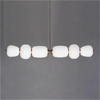Opal glass linear chandelier for kitchen island lighting