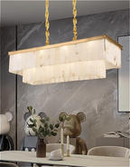 Alabaster linear chandelier for kitchen island lighting