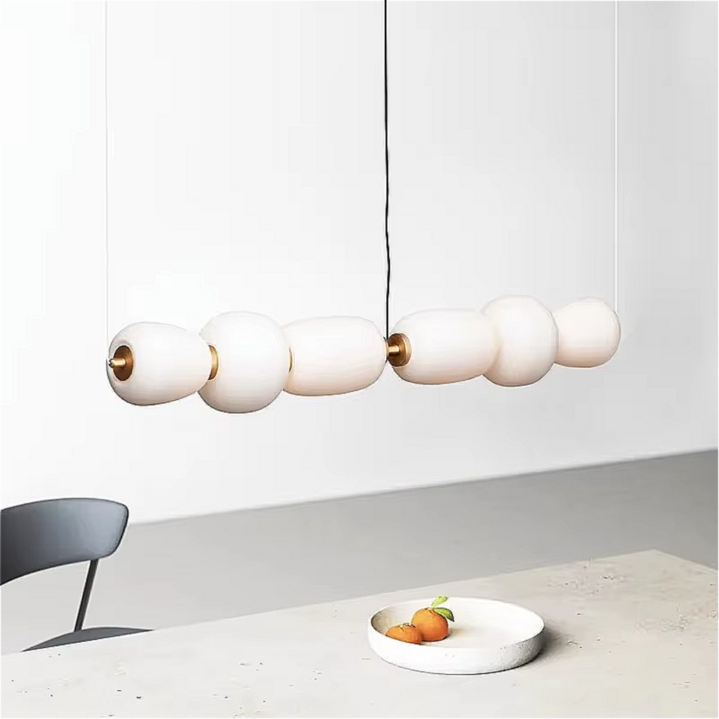 Opal glass chandelier for modern kitchen interior