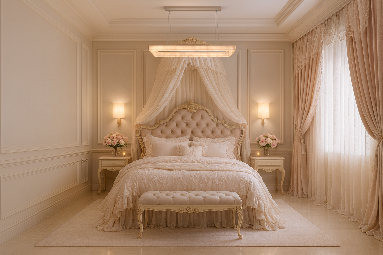 Alabaster rectangular chandelier for luxury interior space, luxury bedroom