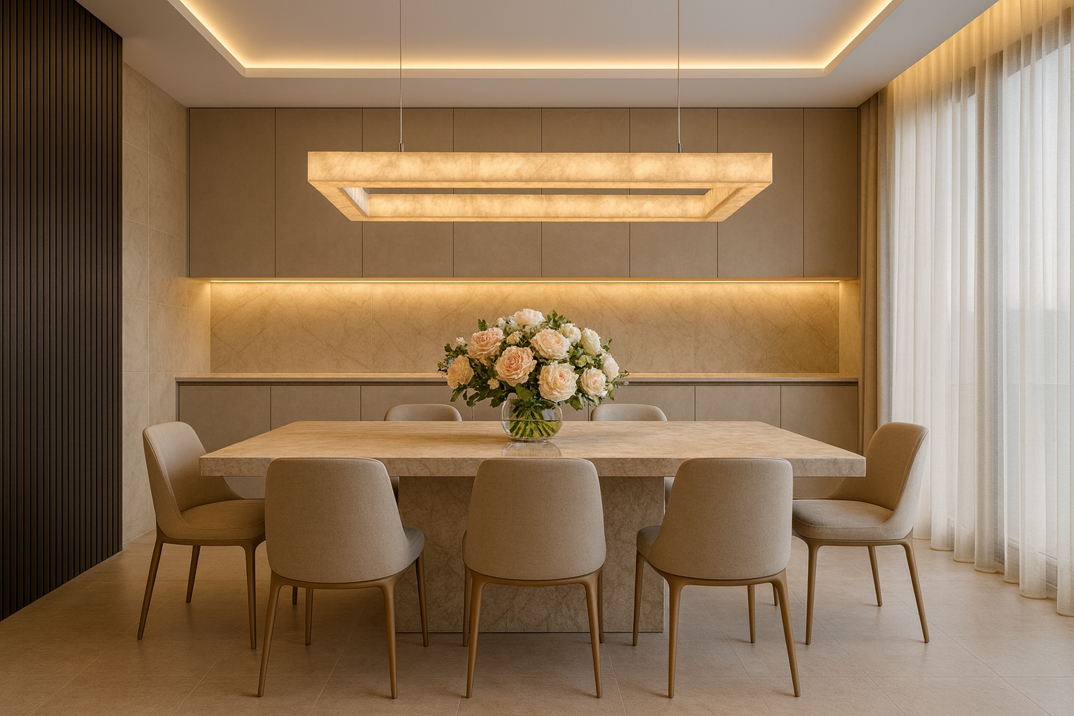 Alabaster rectangular chandelier for quiet luxury interior