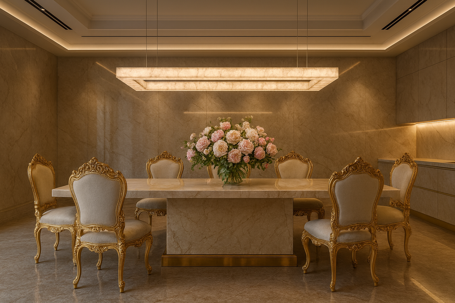 Alabaster rectangular chandelier for modern luxury dining room