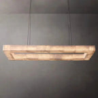 Alabaster rectangular chandelier with linear form for modern interior