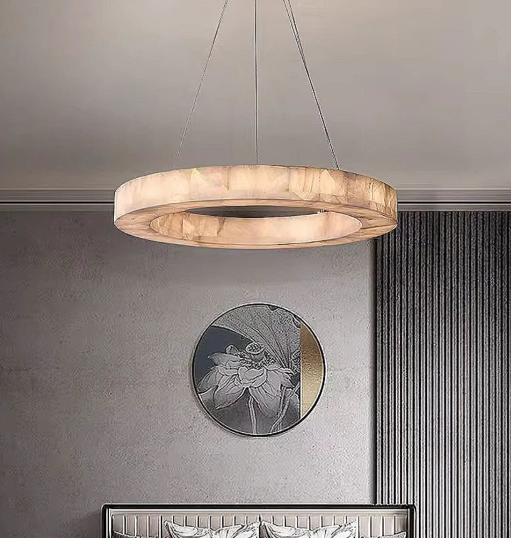 Alabaster ring chandelier for modern bedroom
