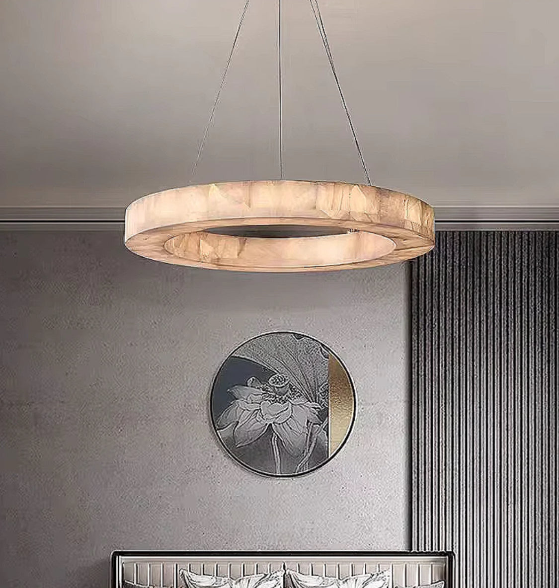 Alabaster ring chandelier for modern bedroom