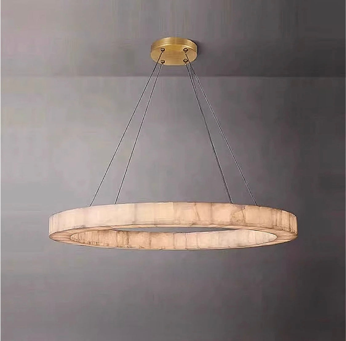 Alabaster ring chandelier for modern bedroom interior