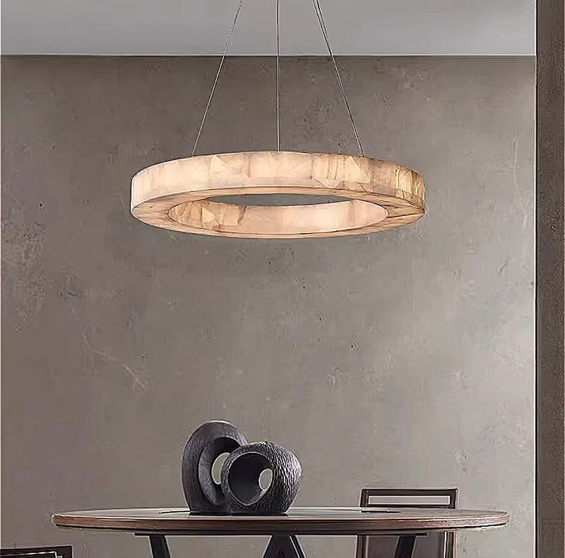 Alabaster round chandelier for quiet luxury interior