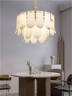 Luxury alabaster chandelier in a refined interior with modern architectural details