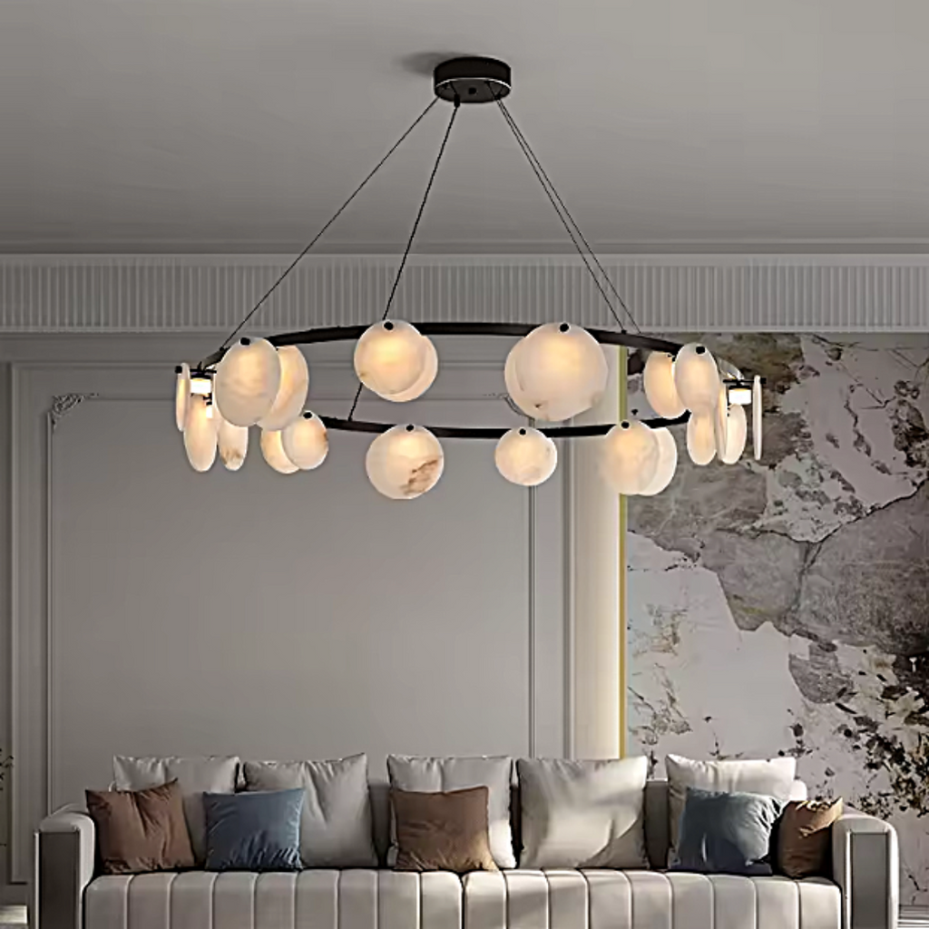 organic alabaster ring chandelier for modern living room interior – LAIF DESIGN DROLLYN