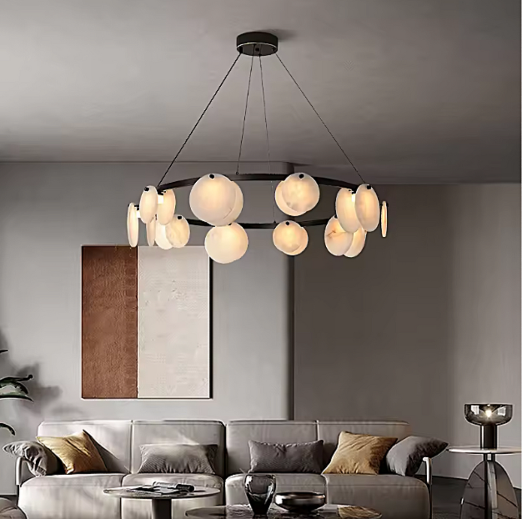 sculptural black alabaster chandelier for contemporary living room ceiling – LAIF DESIGN DROLLYN
