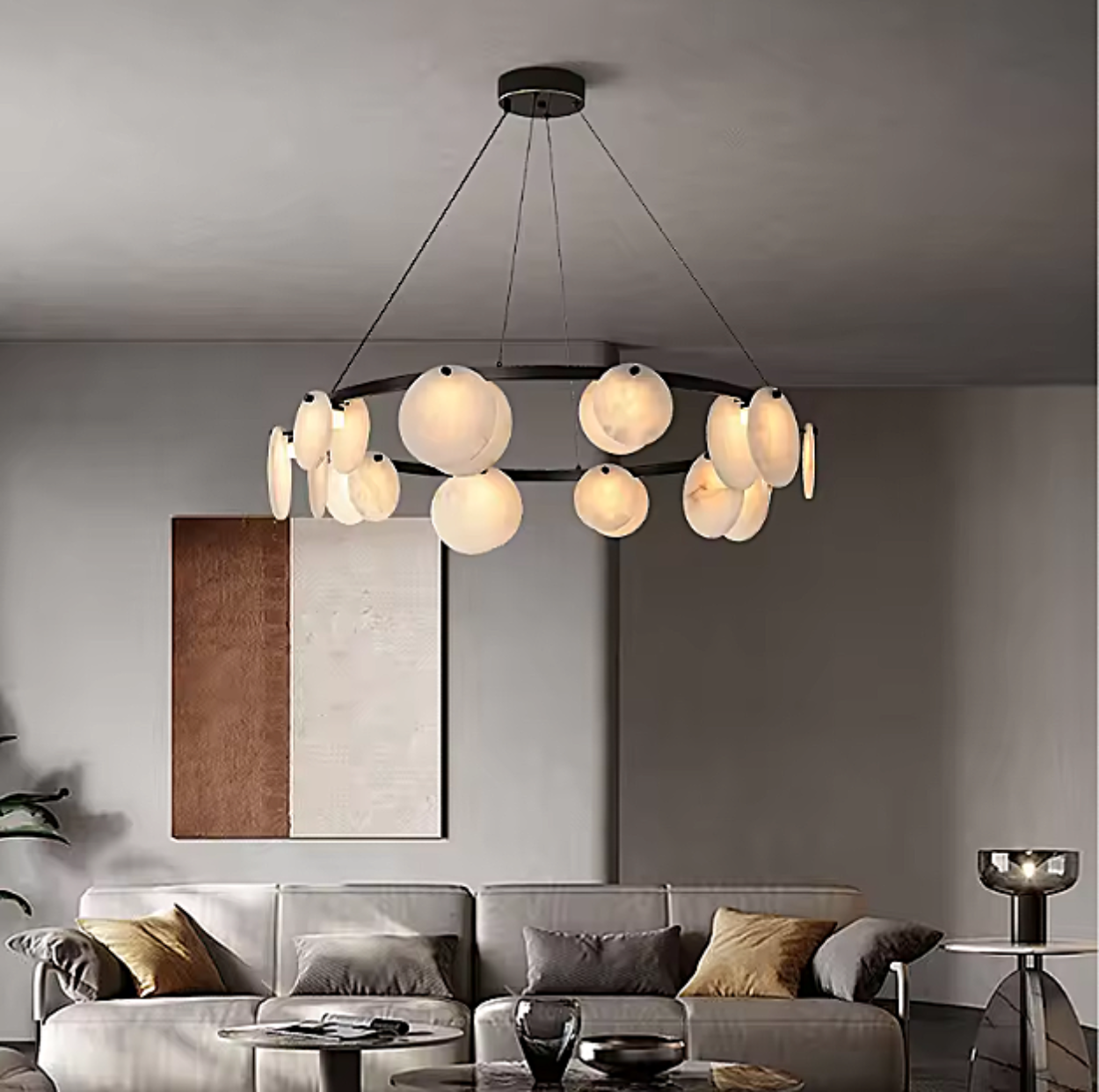sculptural black alabaster chandelier for contemporary living room ceiling – LAIF DESIGN DROLLYN