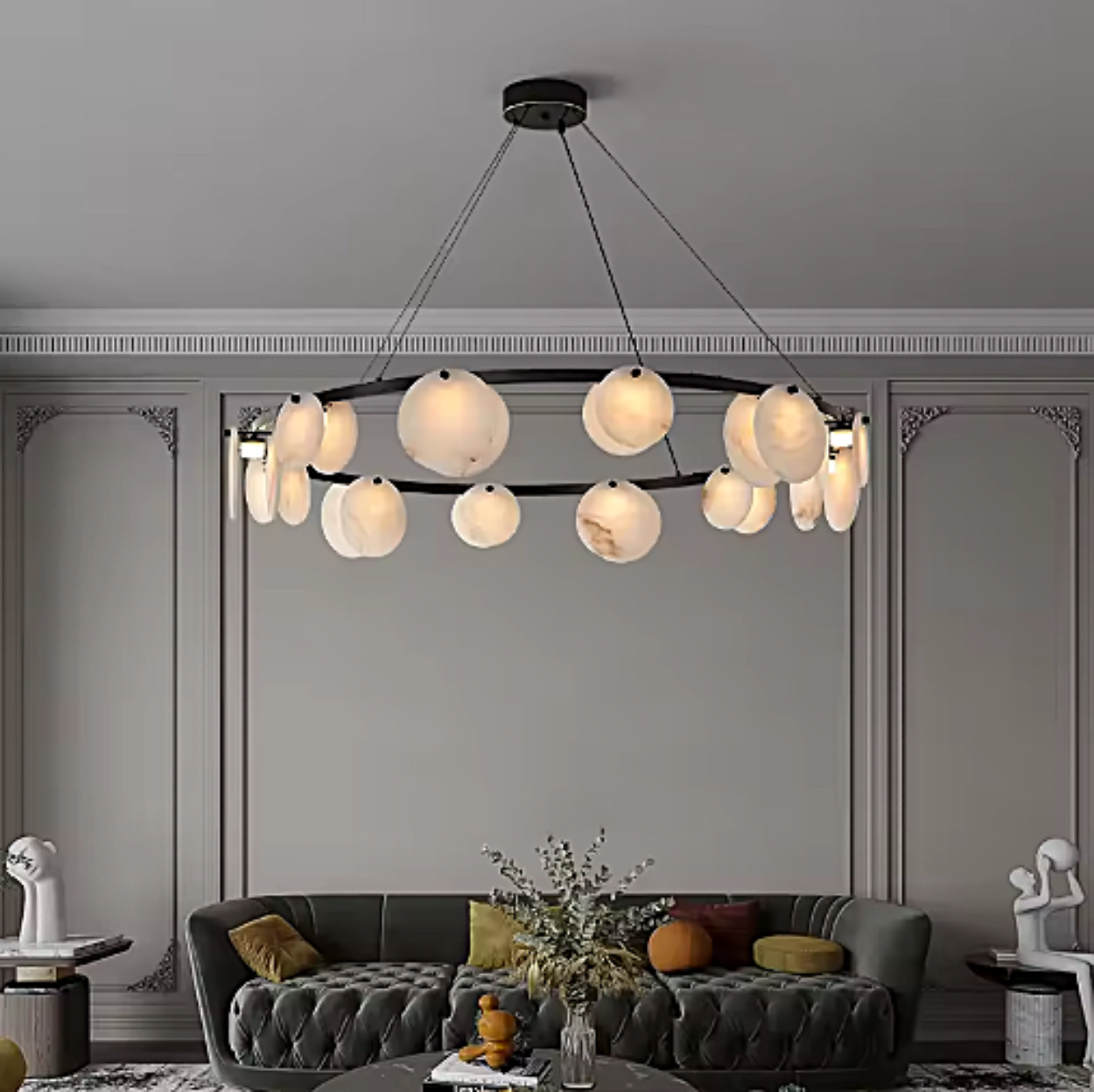 floating alabaster disc ceiling light for organic modern home interior – LAIF DESIGN DROLLYN