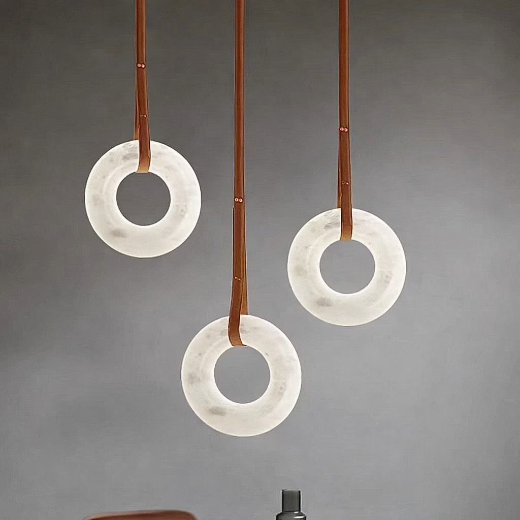 Alabaster ring chandelier for contemporary dining room