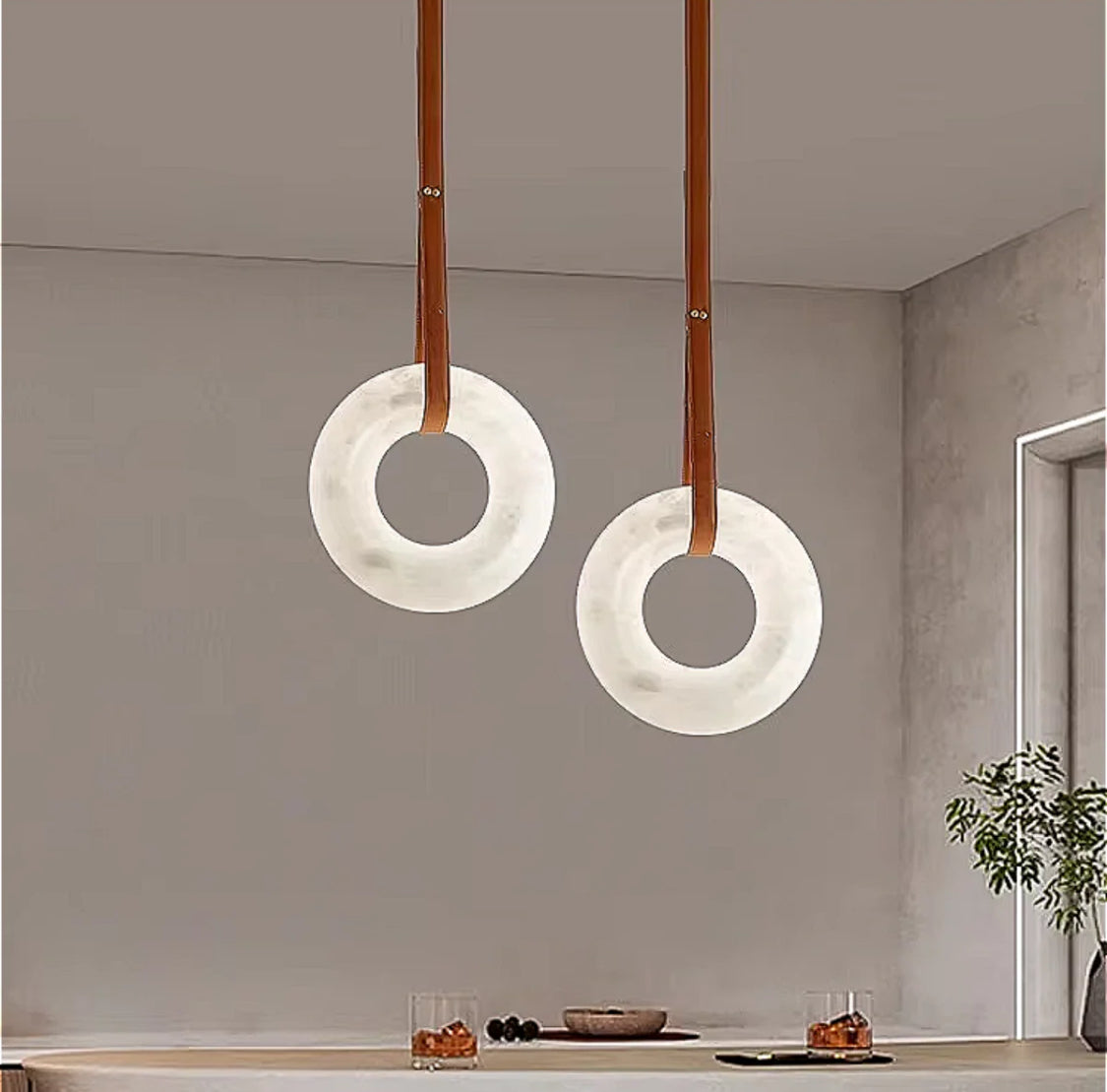 Alabaster ring chandelier for modern luxury dining room