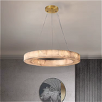 Alabaster ring chandelier for dining room interior