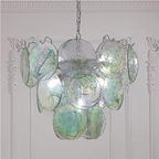 Murano glass disc chandelier in blue for modern interior